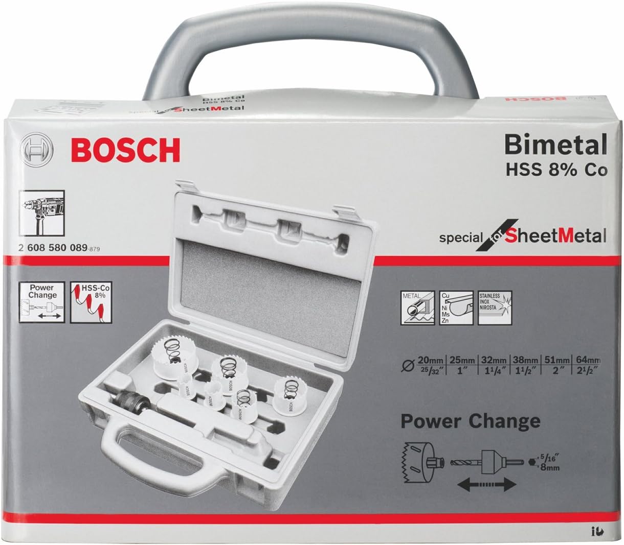 Bosch 2608580089 Sheet Metal Hole Saw Set (9-Piece)