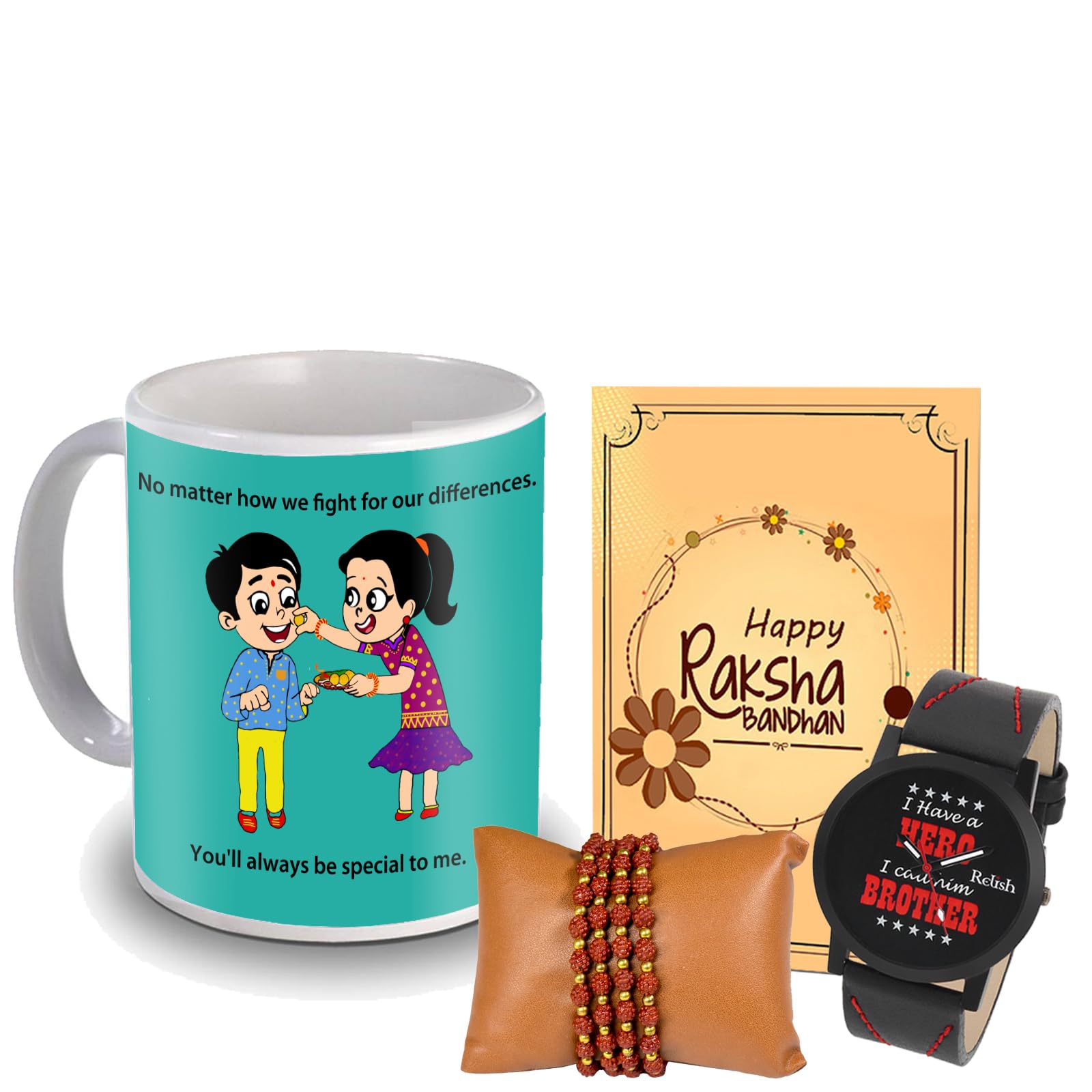 ME & YOU Designer Rakhi with Coffee Mug 325-ML Capacity Gift for for Brother |Raksha Bandhan for Brother with Watch| Unique Rakhi Gifts Combo for Brother | Rakhi Gift for Bhai - Pack of 4-image-19