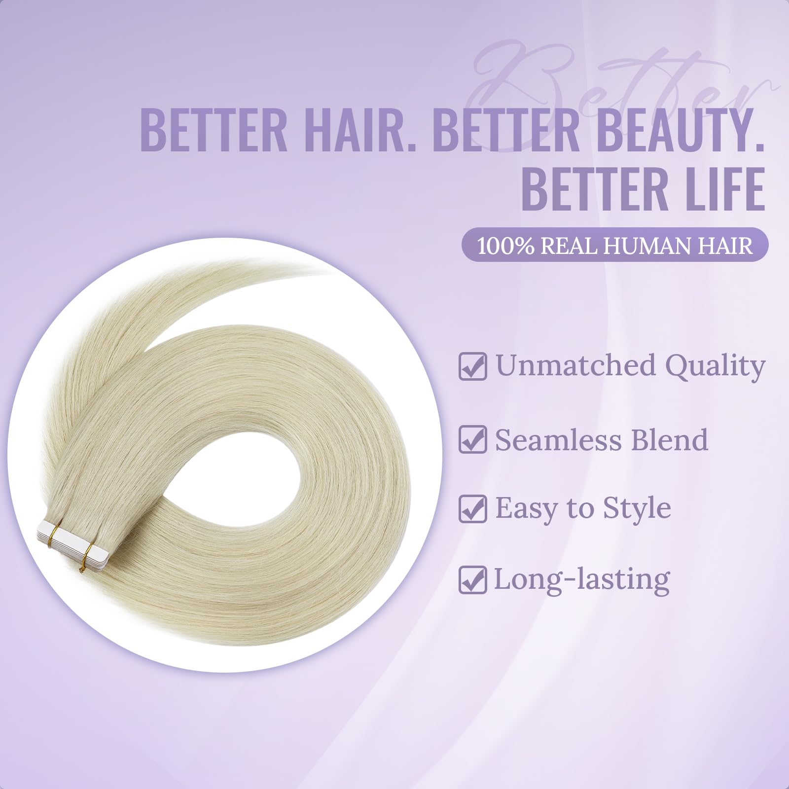 Fshine Adesive Extension Capelli Biondo Bianco Extension Capelli Veri Biadesive 50g 40CM 20Pcs Extension Remy Biadesivo Capelli Invisibili Tape in Extension Capelli Brasiliani #1000