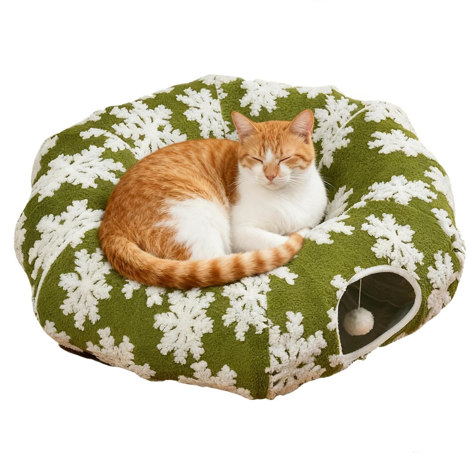 Cat Tunnel Christmas Tree Skirt, Cat Bed Donut, Warm Soft Circle Tunnels Mat, Round Tube Toys, For Living Room Balcony Enrichment Home Bedroom Exercise Winter Sleeping