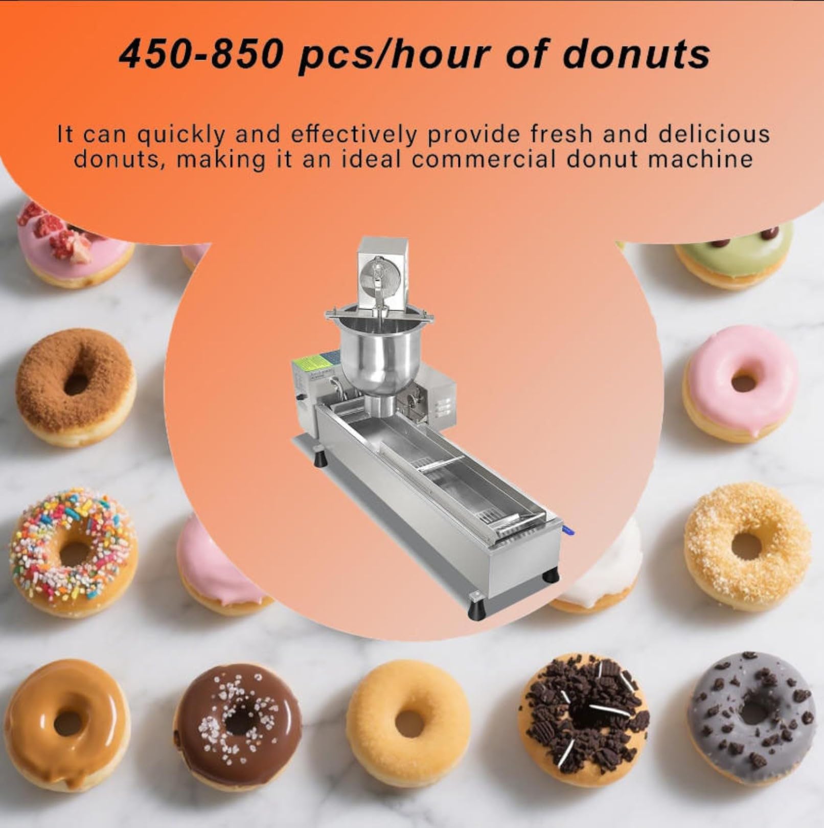Mini Donut Maker Maschine Elektrische Edelstahl Fritteuse Auto Zählen & Wenden Timer & Temperaturregelung Bis zu 800 Donuts pro Stunde