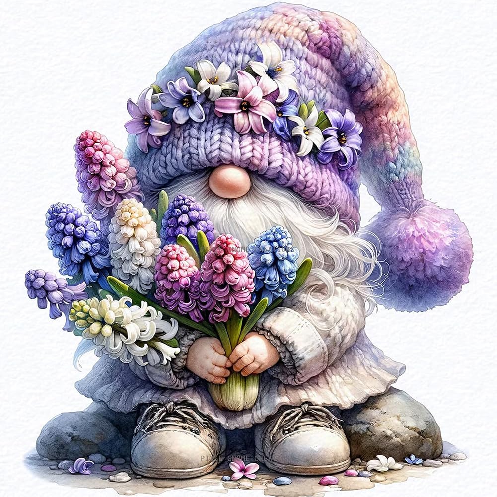 Fiorky Gnome Diamond Painting Kits for Adults, DIY Full Drill Round Diamond Painting Gnome Kit Diamond Painting Craft for Home Decor Gifts 30x30cm