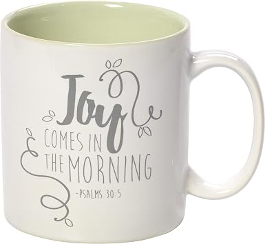 Bountiful Blessings by Precious Moments 173414 Green Stoneware 11oz Coffee Mug Inspirational Home Decor, White/Cream