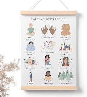 PaJiaNi Calming Strategies Poster, Mental Health Awareness Wall Art Decor,Psychology Affirmations Therapy Poster Decor for Nursery Classroom Calm Down Corner School Counselor Therapy Kid Room,12x16 Inch