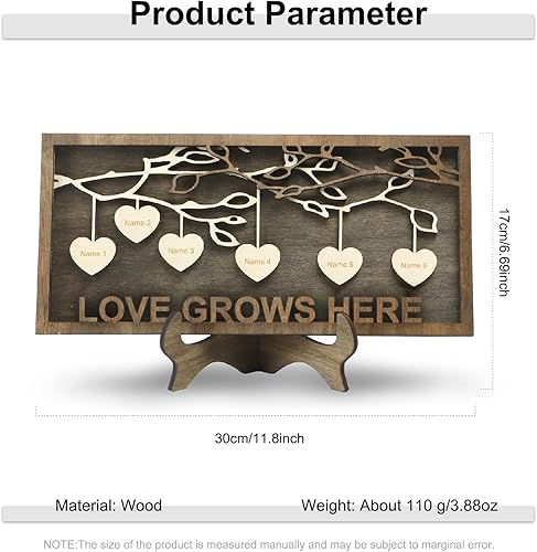 Miniatura 4 de Joyforisa Regalos para mamá y abuela, marco personalizado del árbol de la vida con nombres en forma de corazón, marco de árbol familiar de madera