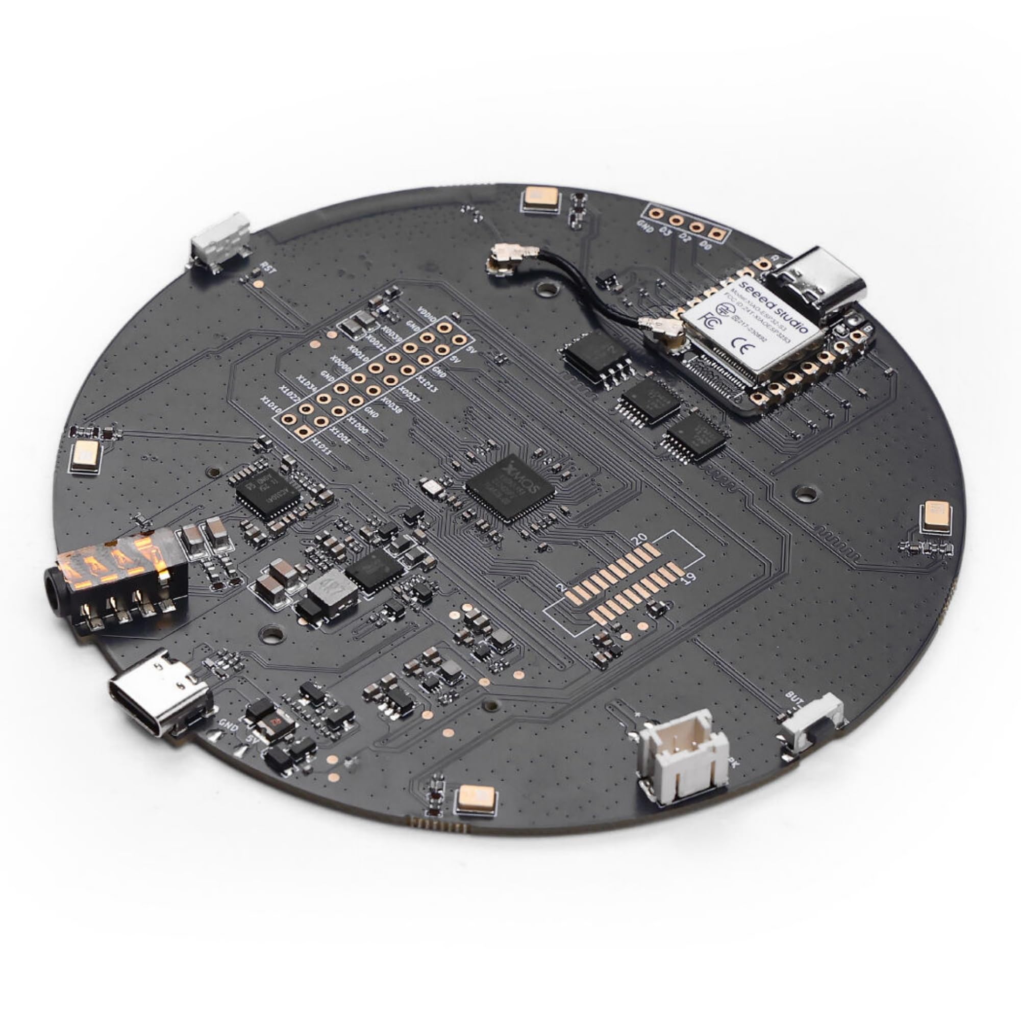 ReSpeaker XVF3800 4-Mikrofon Array USB Sprachmikrofon Modul | XMOS AI Geräuschunterdrückung, Für Raspberry Pi, Für ESP32, Für PC, Smart Home Sprachsteuerung