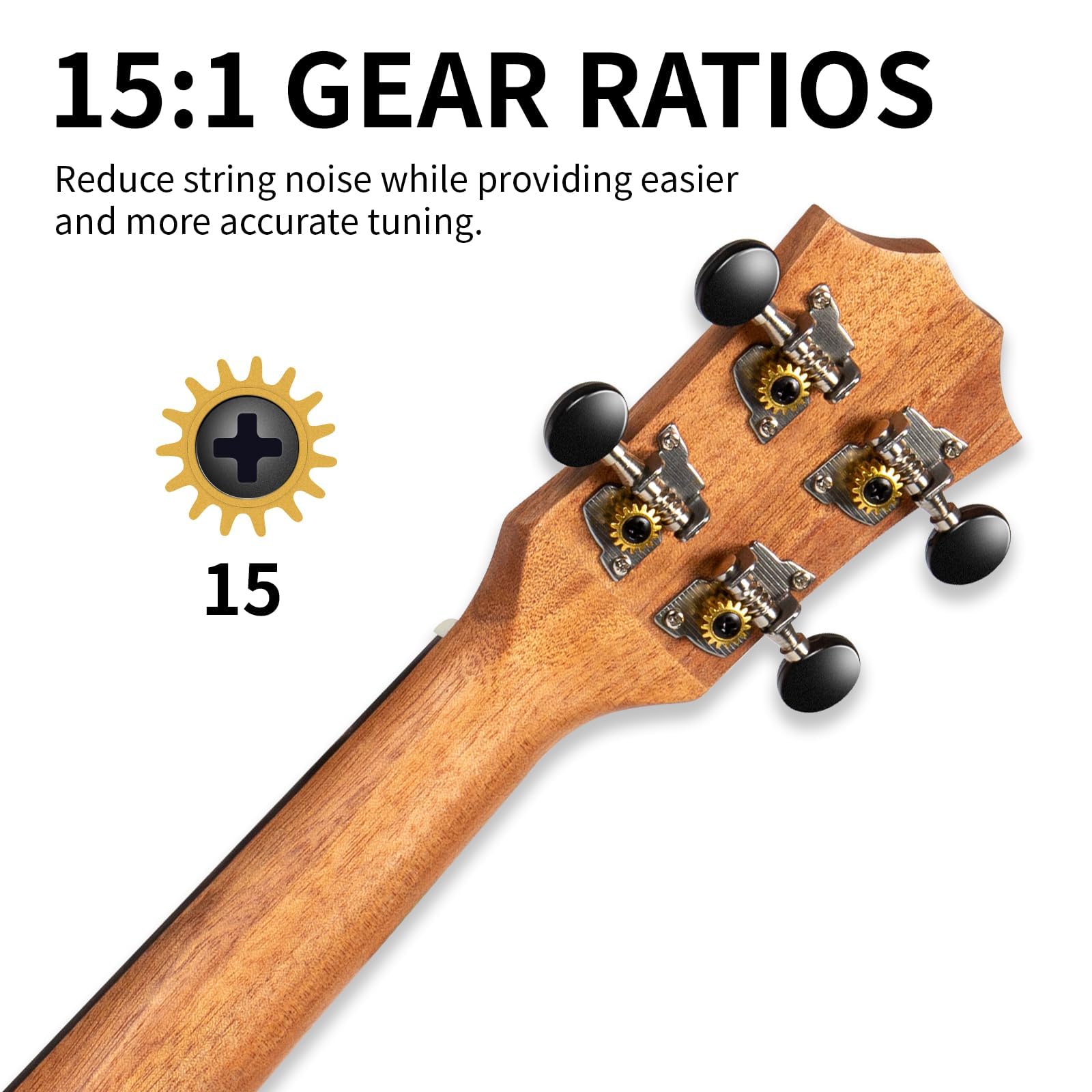 AODSK Juego de ukelele soprano para principiantes, ukelele hawaiano de 21 pulgadas para niños y adultos con bolsa de concierto, cuerdas, kit todo en uno (ukelele sapele de 21 pulgadas) (natural)