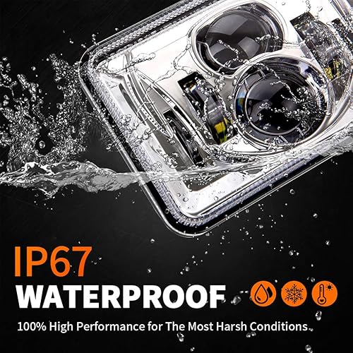 Miniatura 2 de Z-OFFROAD 4 piezas de 60W Faros delanteros LED rectangulares 4x6 aprobados por DOT H4656 H4651 H4652 H4666 H6545 Faros de repuesto para camiones