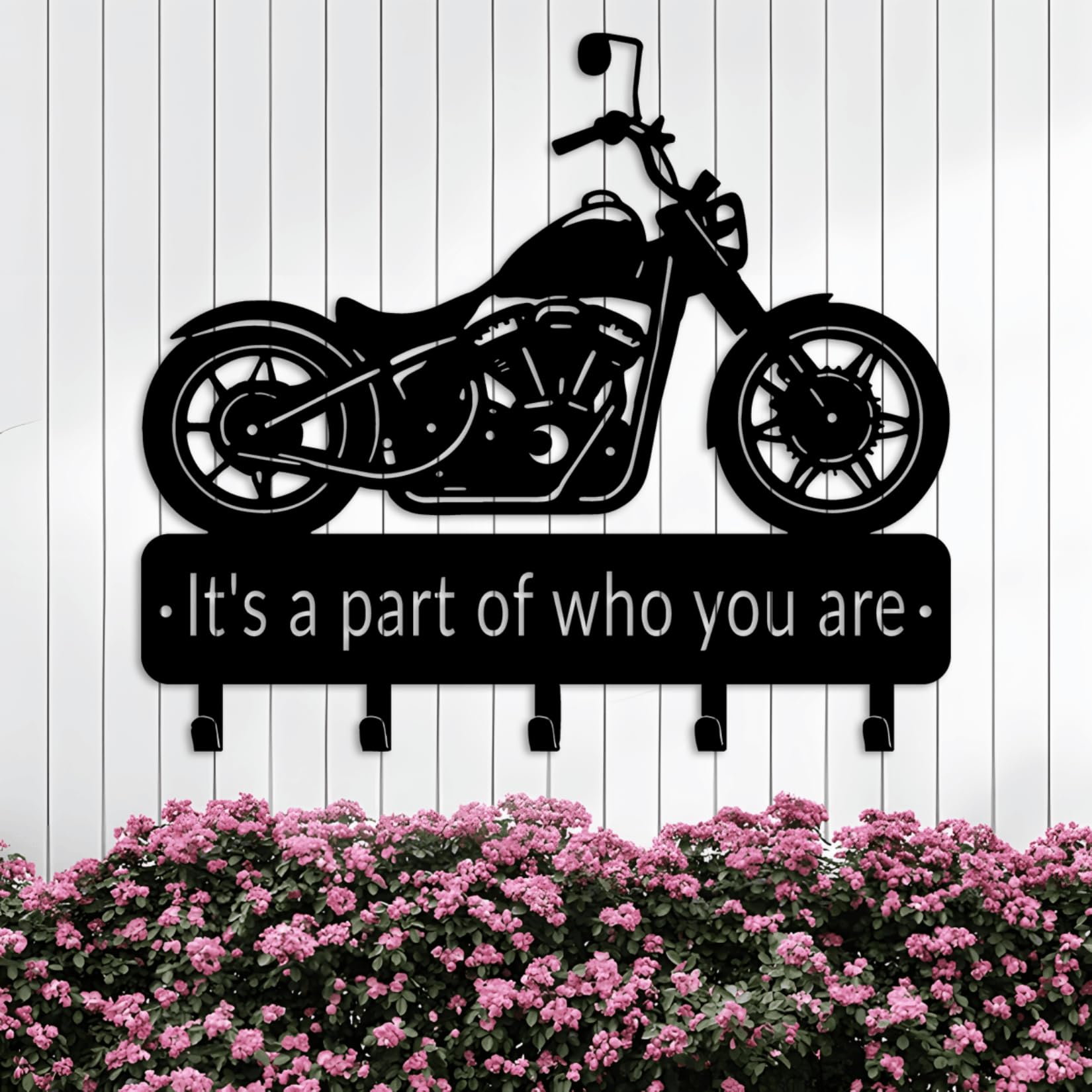 Riaeelvs Personalized Biker Key Holder for Wall,Custom Industrial Metal Key Hooks with Motorcycle Silhouette, Kitchen Decor & Entryway Key Hanger Organizer