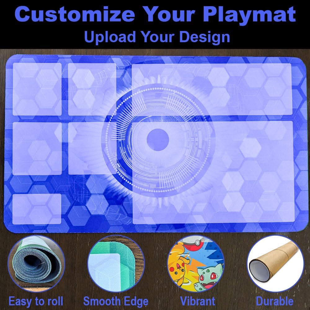Vispronet Custom Playmat – 20in x 20in Card Playing Mat for Games and Tournaments – Create Your Own Design & Upload Your Own Image – High Resolution Card Playmat with Cardboard Storage Tube