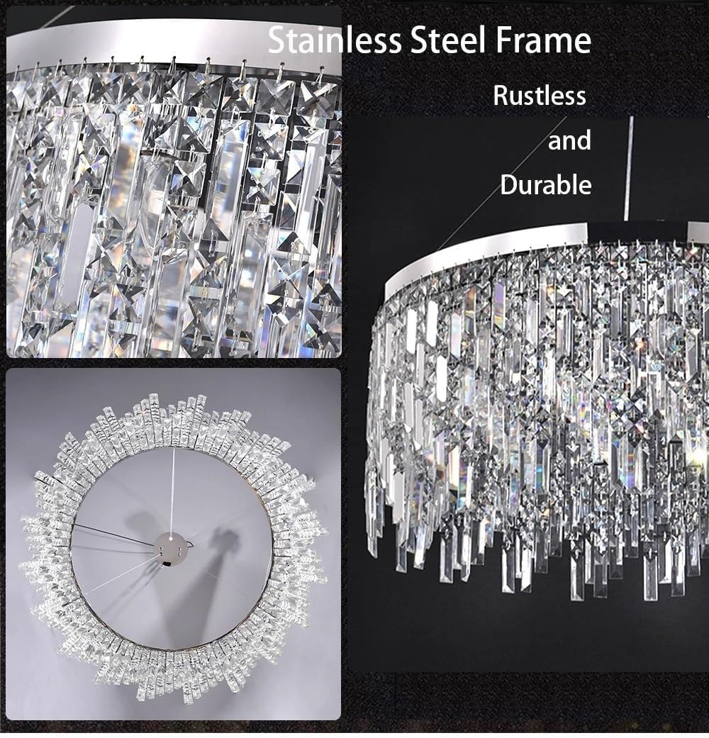 Crystal Pendant Lights Modern Luxury Lustre LED Hanging Lamps for Ceiling Home Decor for Living Room Chandeliers(80cm)