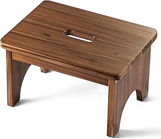 Wooden Step Stool, 9in One Step Stool for Adults, Wooden Beside Step Platform with 550 Load Capacity, Heavy Duty/Portable/Nonslip/Durable Construction Safe Step Support for Bedroom/Home Kitchen