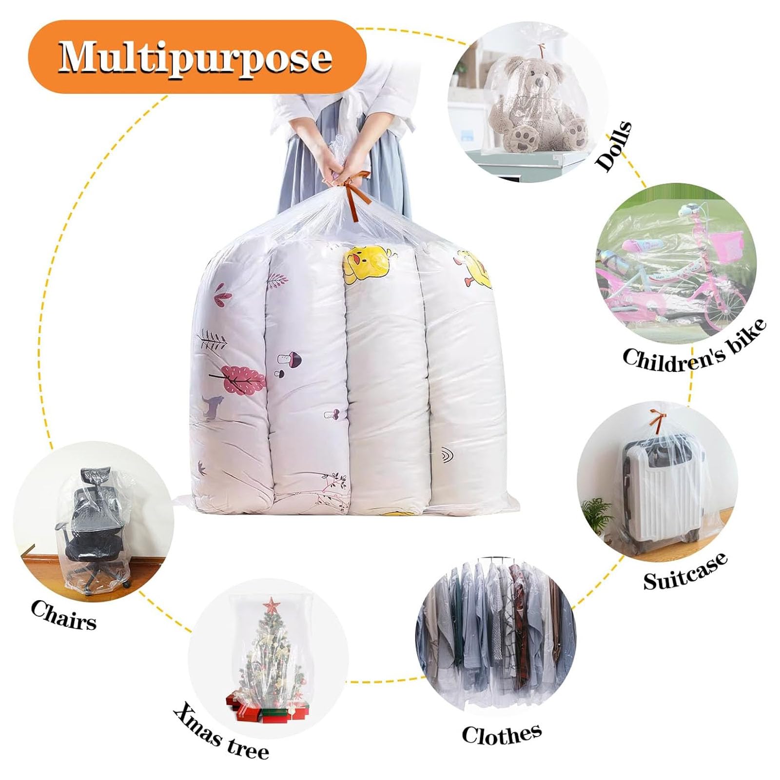 3Pcs Large Plastic Bags, 90 * 120cm Large Clear Plastic Bags, 100 * 152cm Clear Plastic Bags, Clear Bags - Image 3