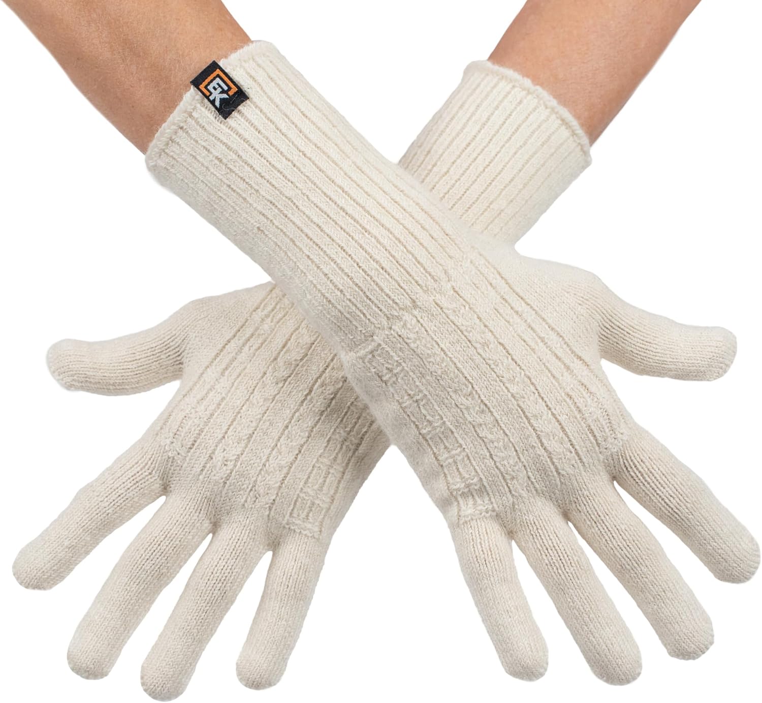 Evolution Knitwear Alpaca Cable Knit Gloves - Made in the USA - Super Soft Baby Alpaca - Small