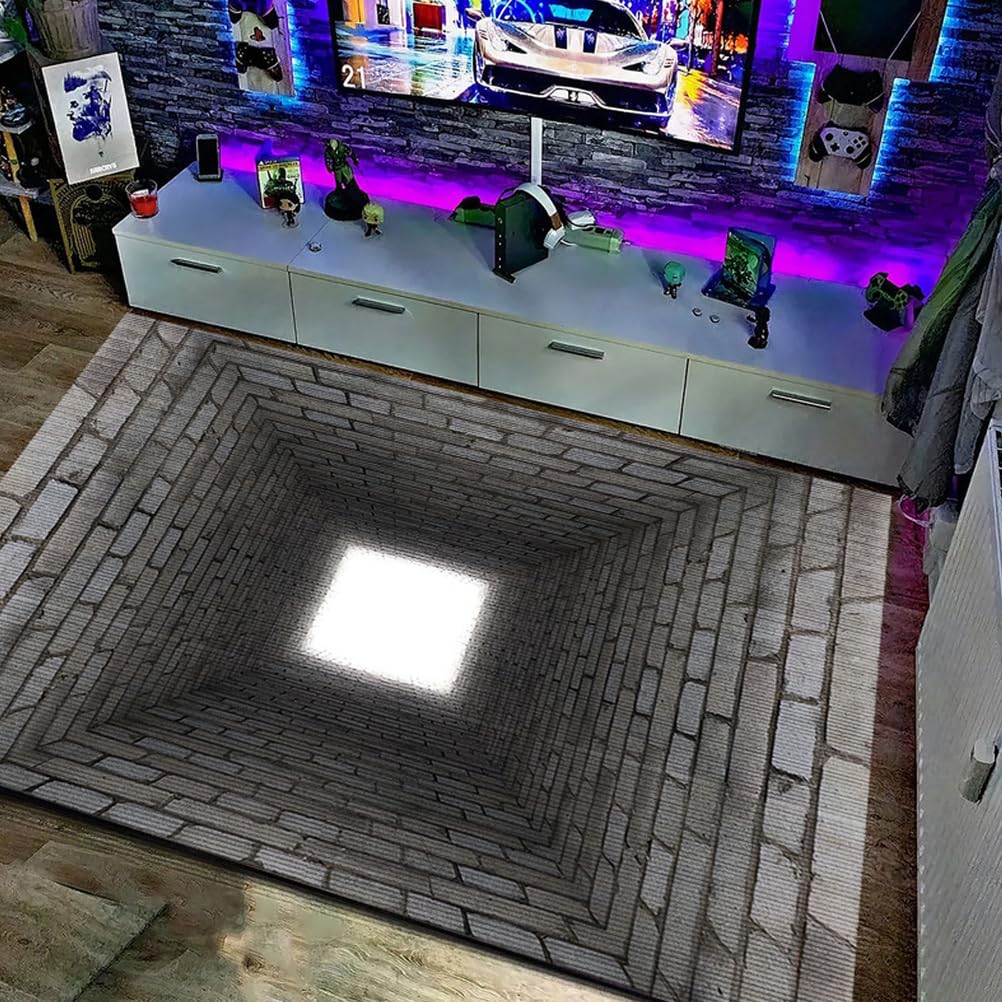 Juxdzishw S 3D Optical Illusion Rug - Vortex Illusion Floor Mat For Door Entrance, Bathroom, Tair, Playroom, Living Room, Or Area,,80 * 120