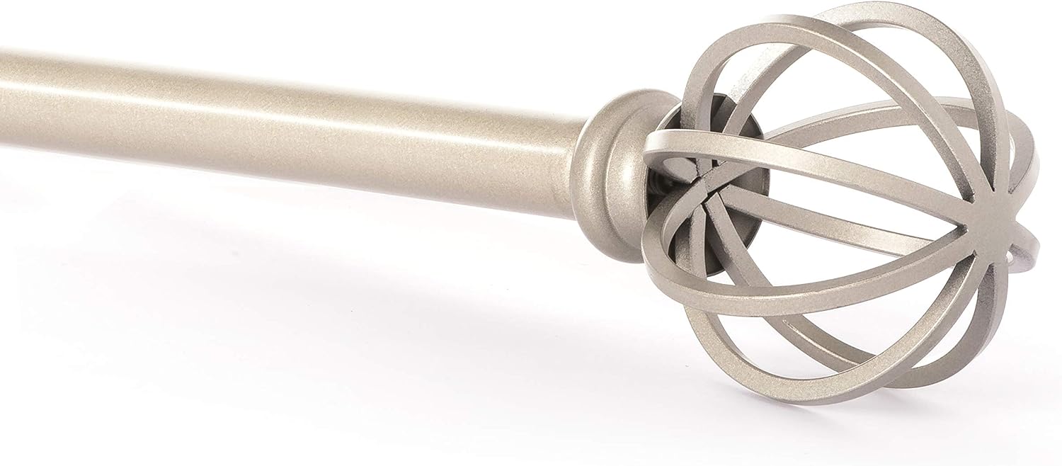 Sheffield Home, AMG, and Enchante Accessories, Round Cage Curtain Rod, 22 to 42-Inch, Satin Nickel