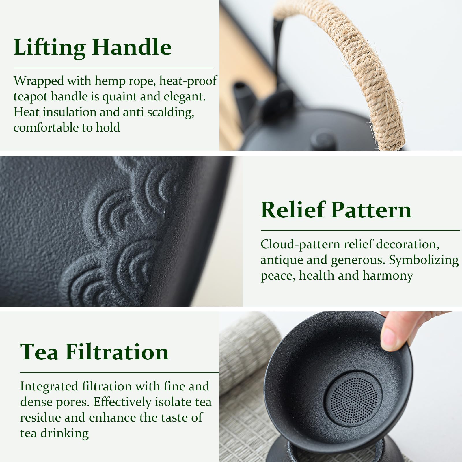 Set Da T&egrave; Cinese In Ceramica Webao - 7 Pezzi Con Teiera 130ml E Tazze 30ml