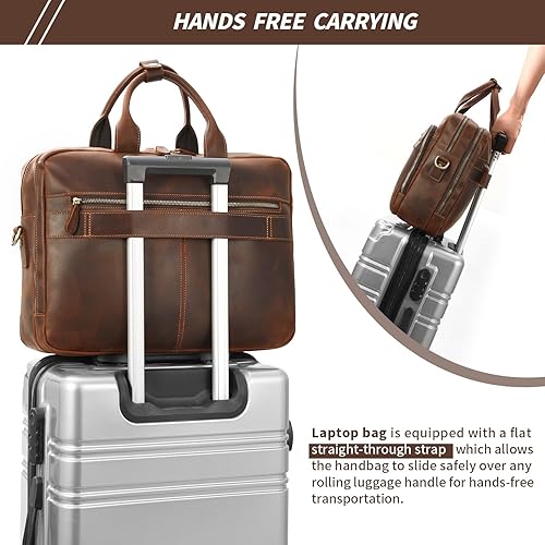 Miniatura 6 de Jack&Chris Maletín de cuero para hombres, maletín de hombre para oficina de trabajo marrón, JC10