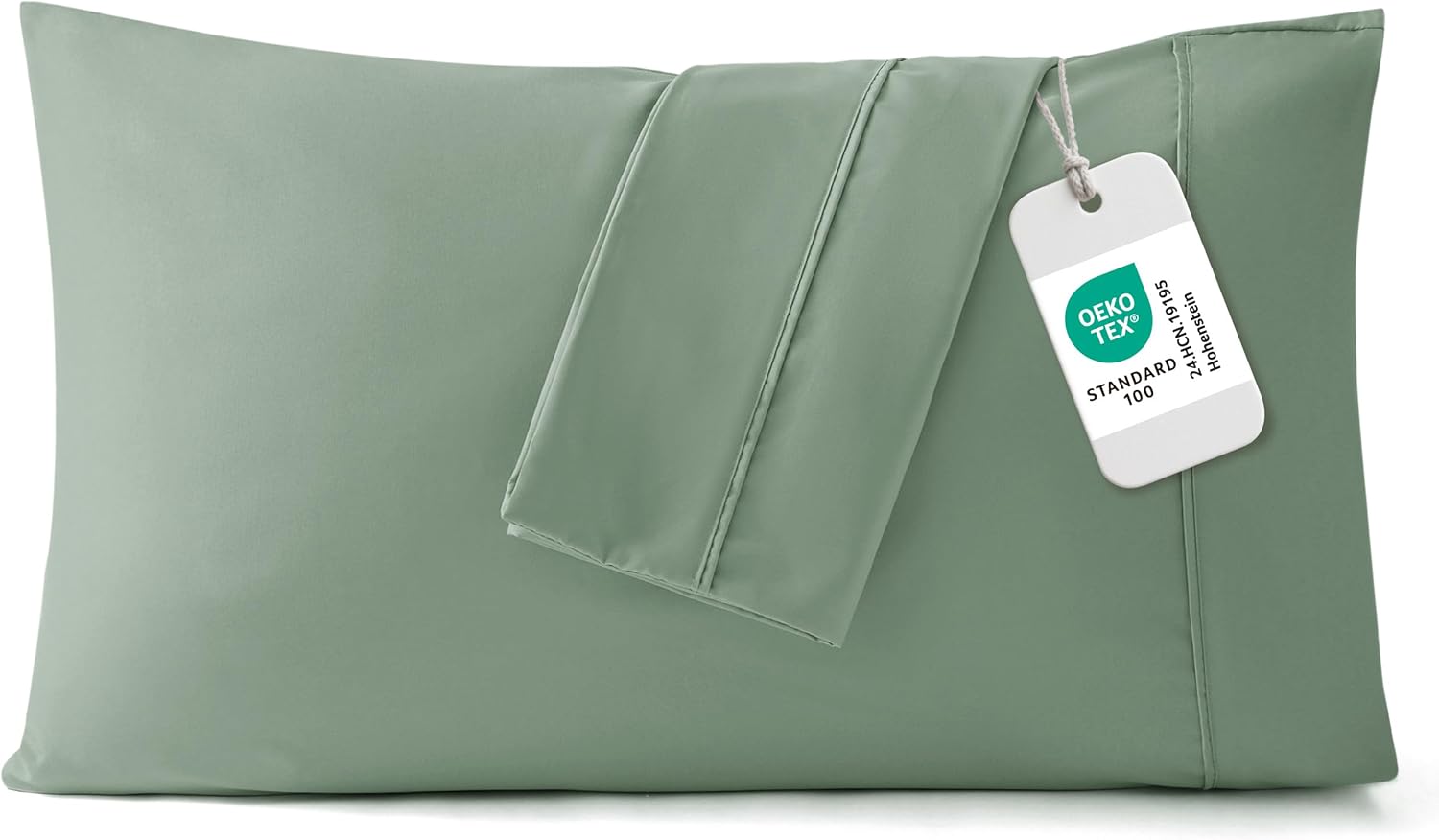 Bedsure Pillow Cases Standard Size Set of 2 - Sage Green Brushed Microfiber Pillowcases, Super Soft and Cozy Pillow Case Covers with Envelope Closure for Kids, Wrinkle, Fade Resistant, 20x26 Inches