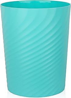 UUJOLY Plastic Small Trash Can Wastebasket, Garbage Container Basket for Bathrooms, Laundry Room, Kitchens, Offices, Kids Rooms, Dorms, (Light Blue, 1.8 Gallon)