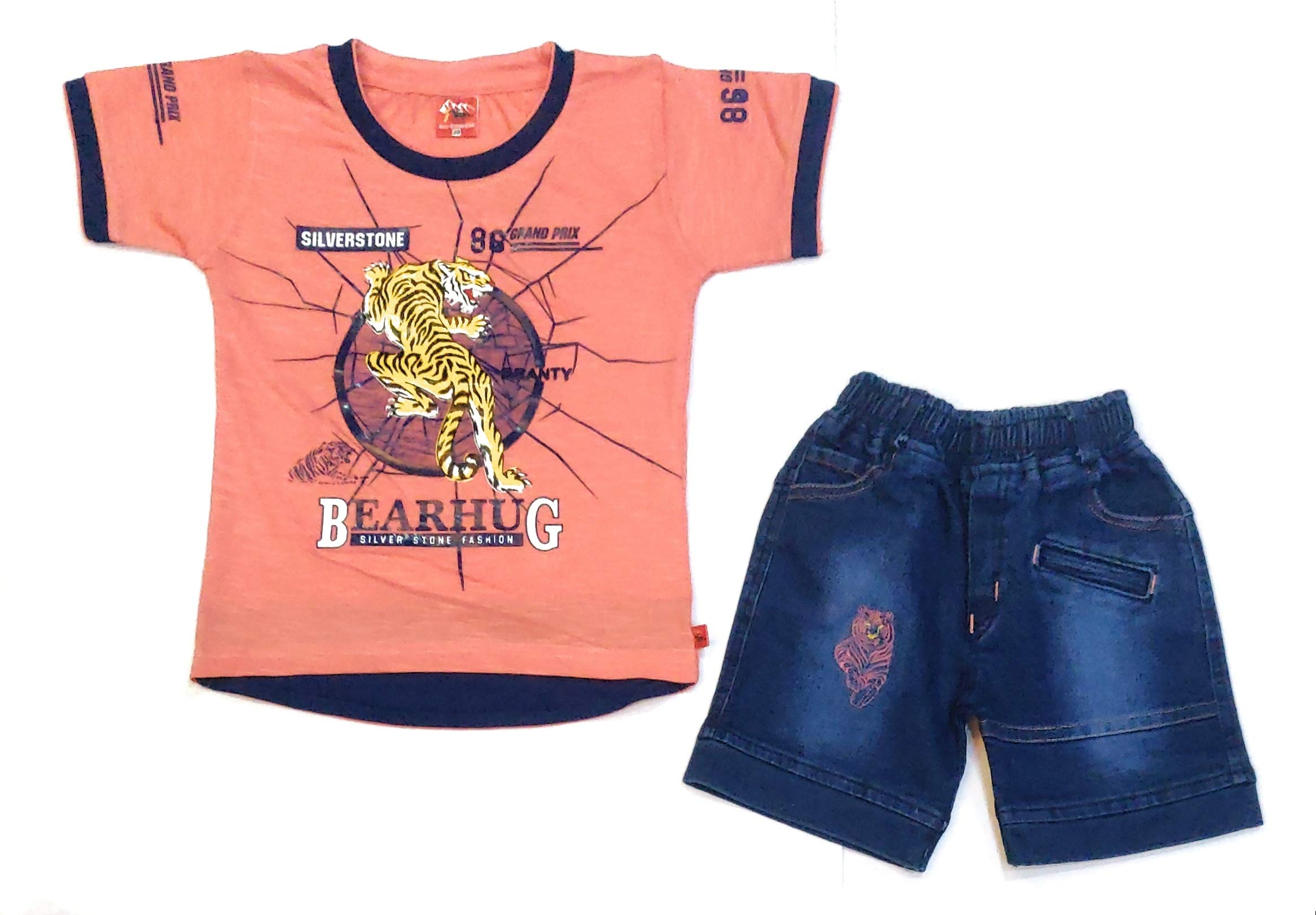 Baby Boys Regular Fit T-Shirt & Denim Shorts