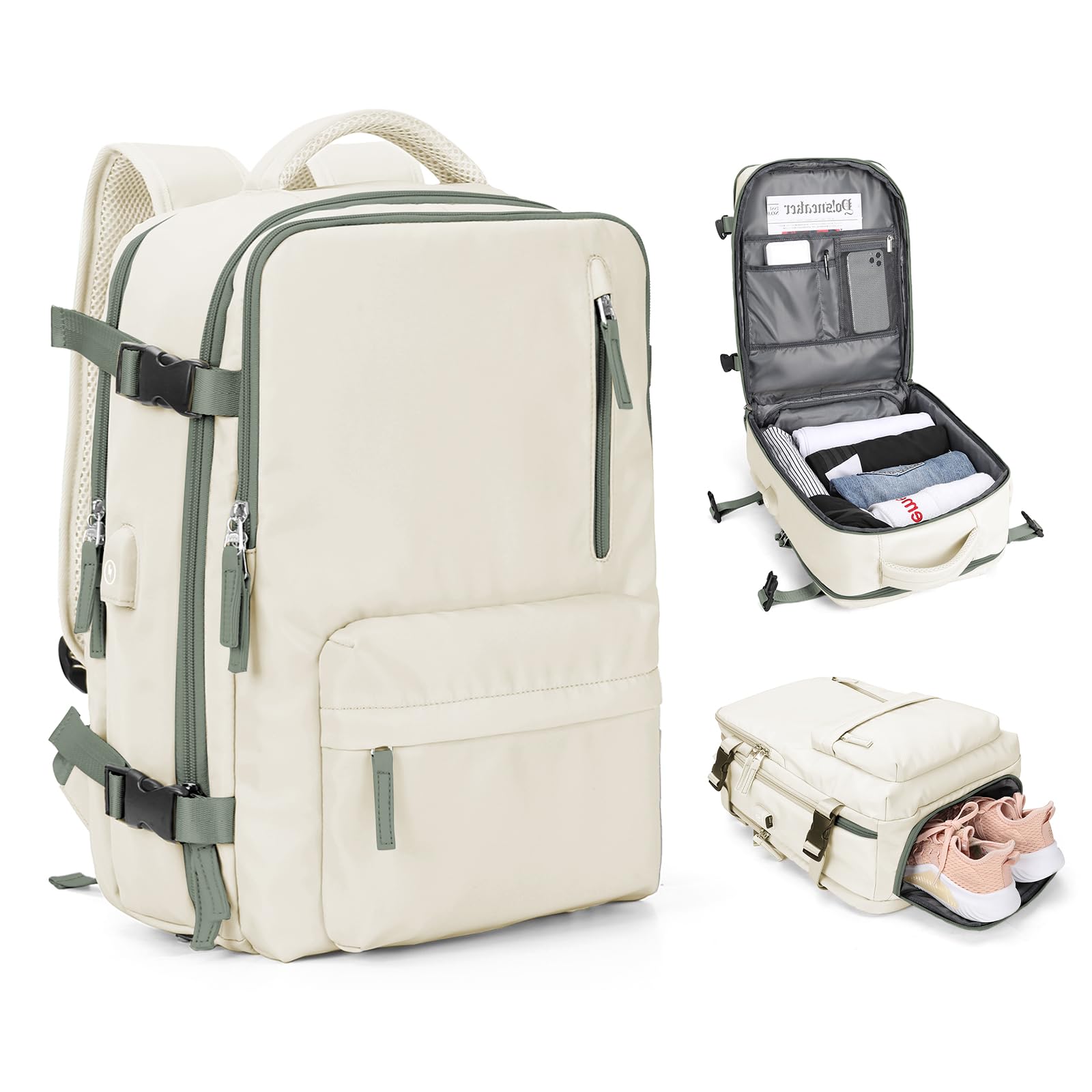 SZLX Zaino Ryanair 40x30x20 Sottovuoto Bagaglio a Mano 40x20x25 Donna Zaino da Viaggio 40x30x20 Wizzair Borse da Cabina per Easyjet 45x36x20 Uomo per Laptop 14 Pollici con Porta USB e Porta Scarpe