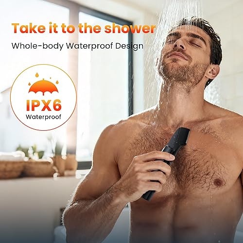 Miniatura 2 de Afeitadora de vello corporal para hombre, afeitadora resistente al agua para la ingle, testículos y bolas, kit de aseo eléctrico sin cortes para