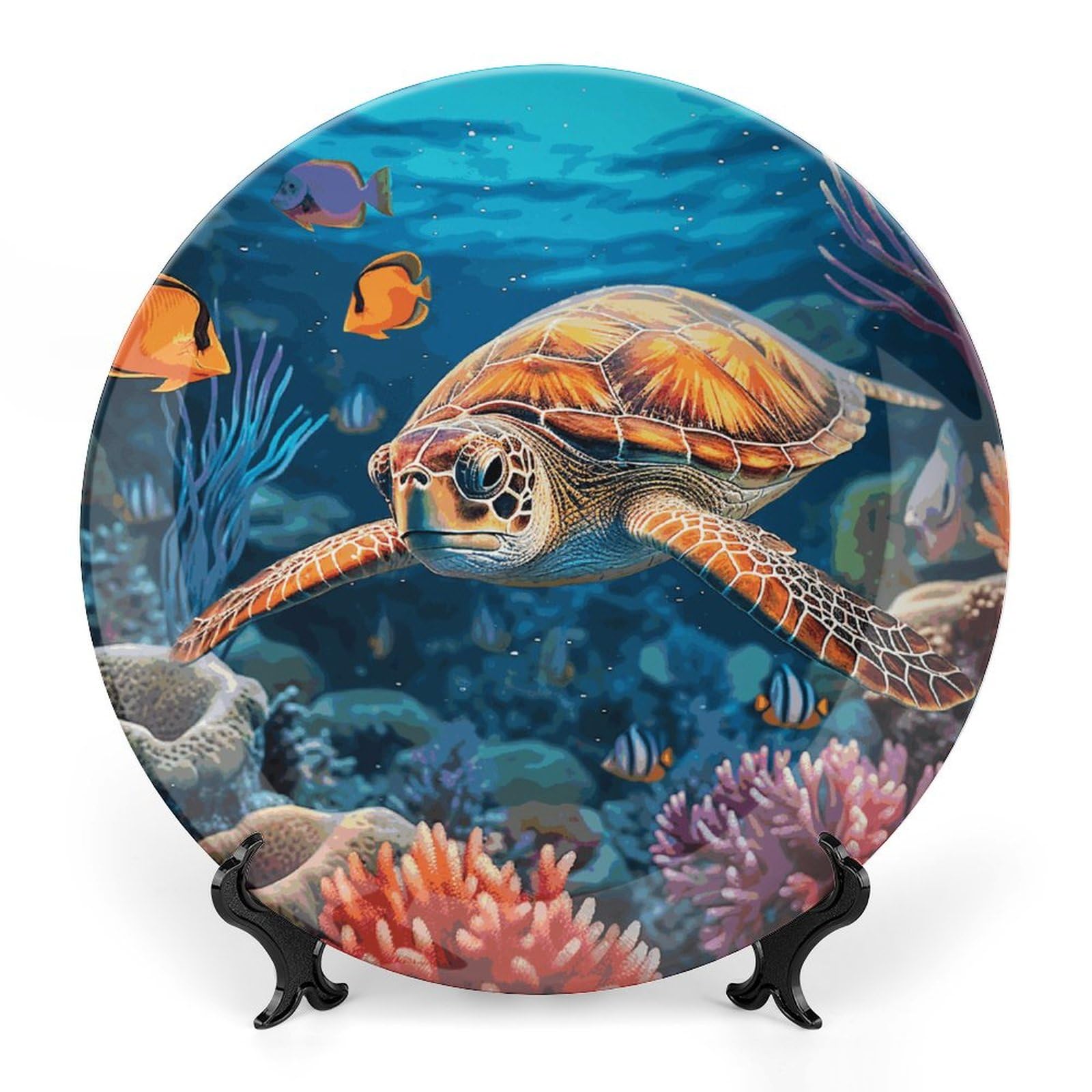 Plato de cerámica de mar adorno colgante de porcelana de 6 pulgadas