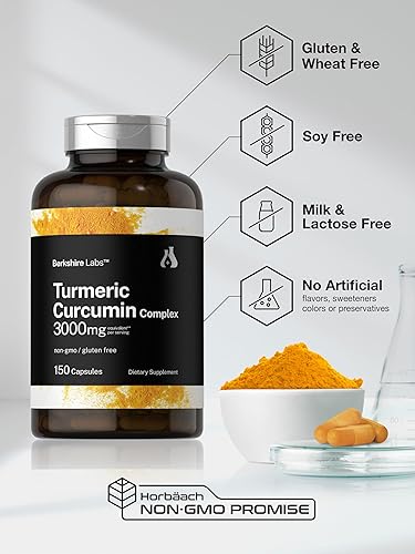 Miniatura 5 de Horbäach Berkshire Labs - Curcumina de cúrcuma de 3000 mg | 150 cápsulas | Suplemento de cúrcuma con extracto de pimienta negra | sin OMG, complejo