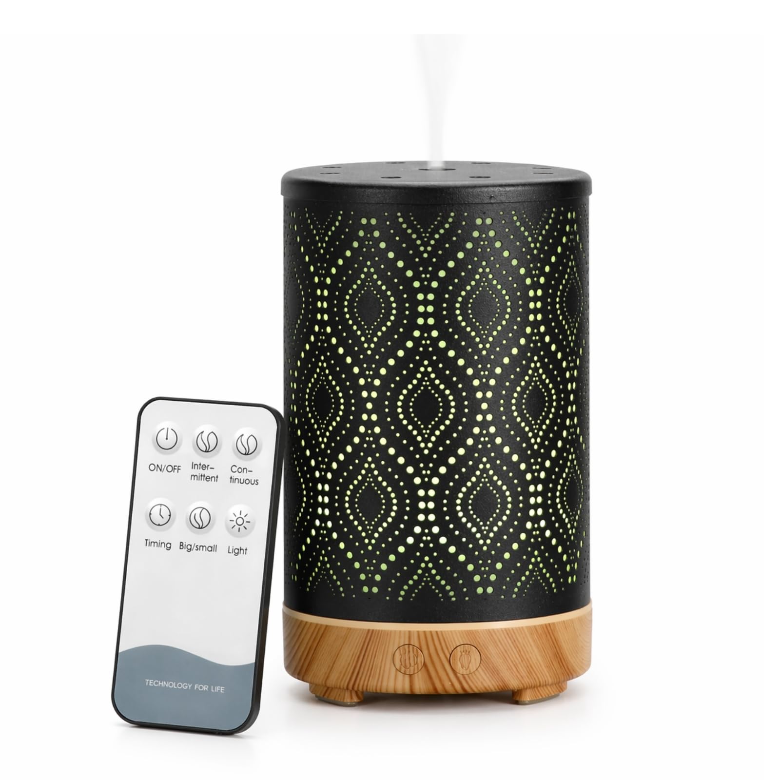 Zen’Arôme Diffuseur Ultrasonique Aromathérapie Séville, Diffusion Huile Essentielle à Froid, Diffuseur Électrique avec Télécommande, Éclairage LED Personnalisable, Coque en Métal avec Motif Original