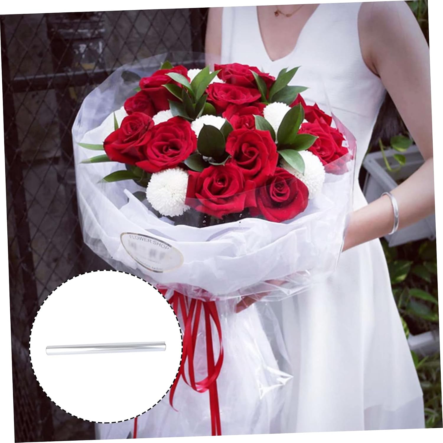 Didiseaon Clear Cellophane Wrap Roll for Flower Bouquets Gift Baskets and Arts Crafts Durable and Easy to Use for Valentine Day and Anniversaries