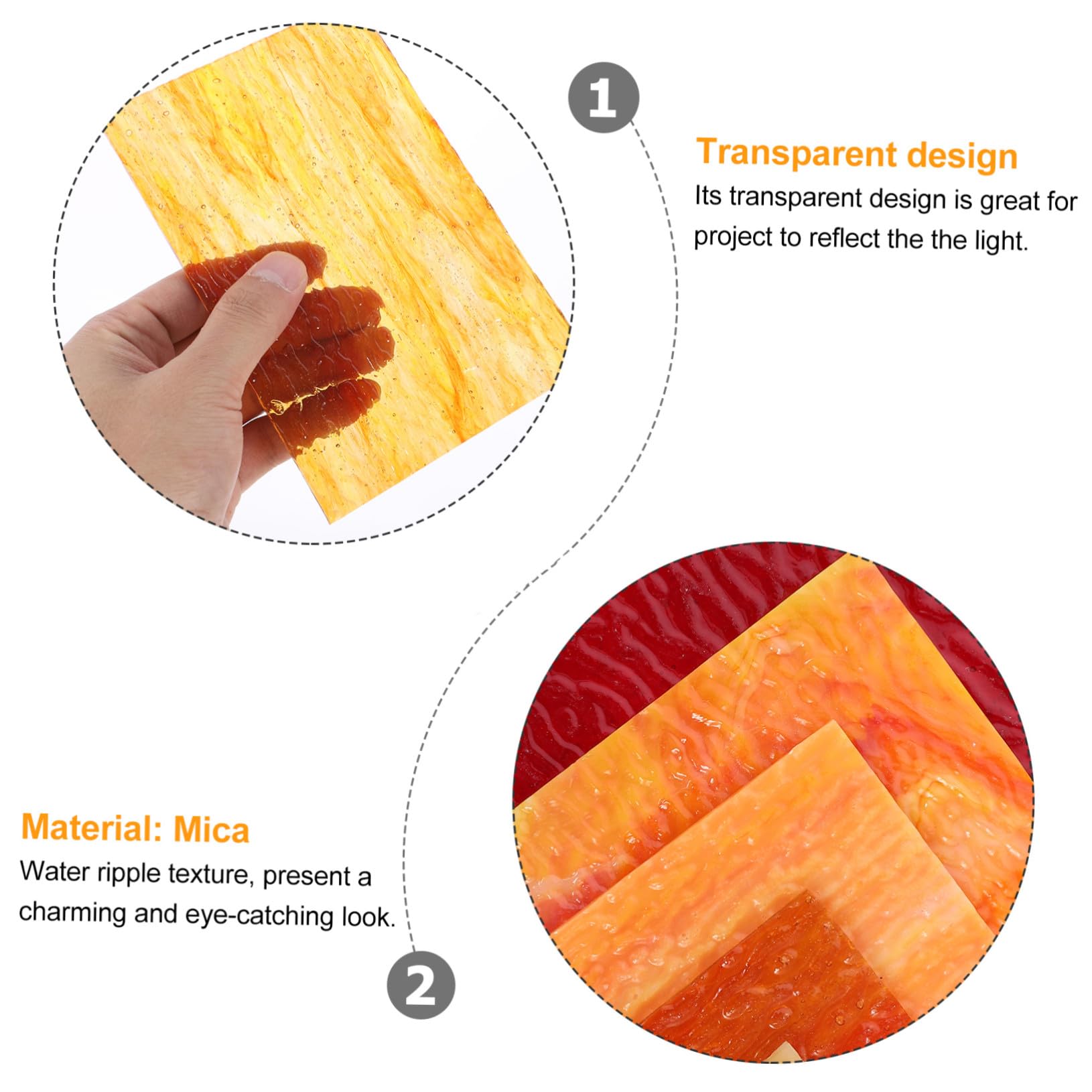 6 Láminas de Vidrio Diseño Decorativo y Atractivo Ondulación de Agua Material Mica Decoración de Vitrales Estilo Catedral para Manualidades Diy