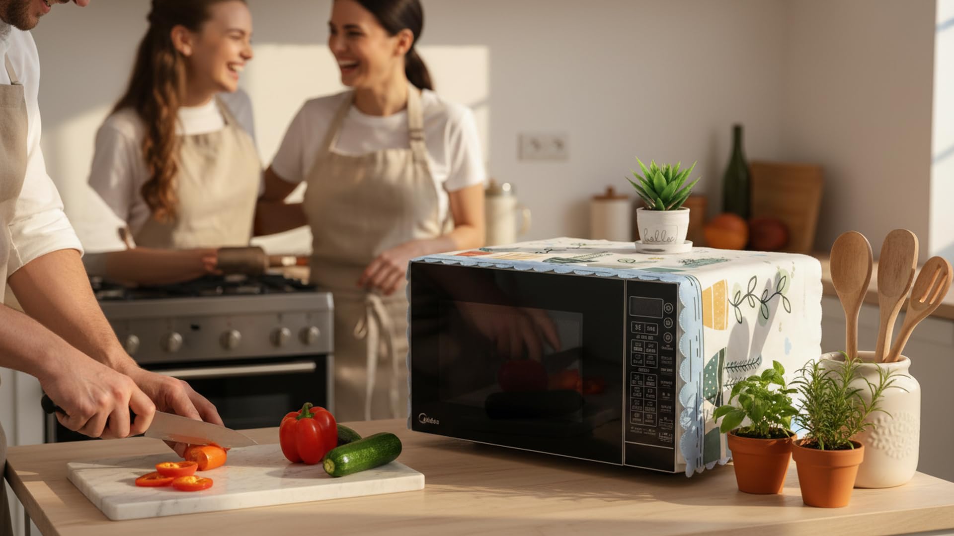 Microwave Oven Cover, Plant Design — Amazon image 3