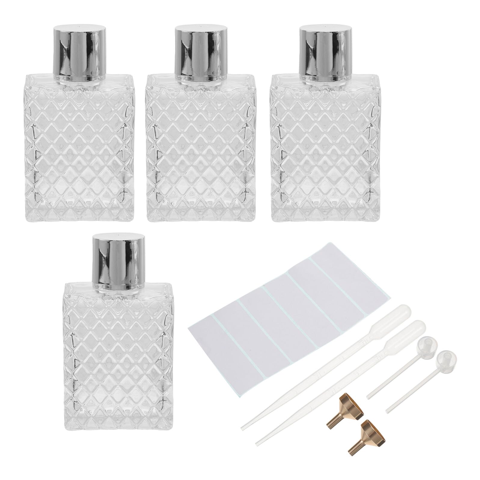 Lot de 4 Flacons Vaporisateurs de Parfum en Verre 100ml Carrés