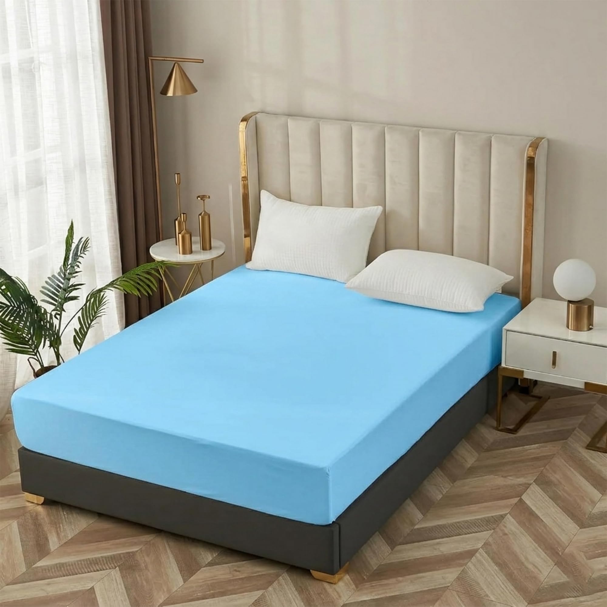 Ray Bedding 40cm Deep King Size Fitted Sheet - 100% Egyptian Cotton, 400 Thread Count, Super Soft, Breathable Hotel Quality, White