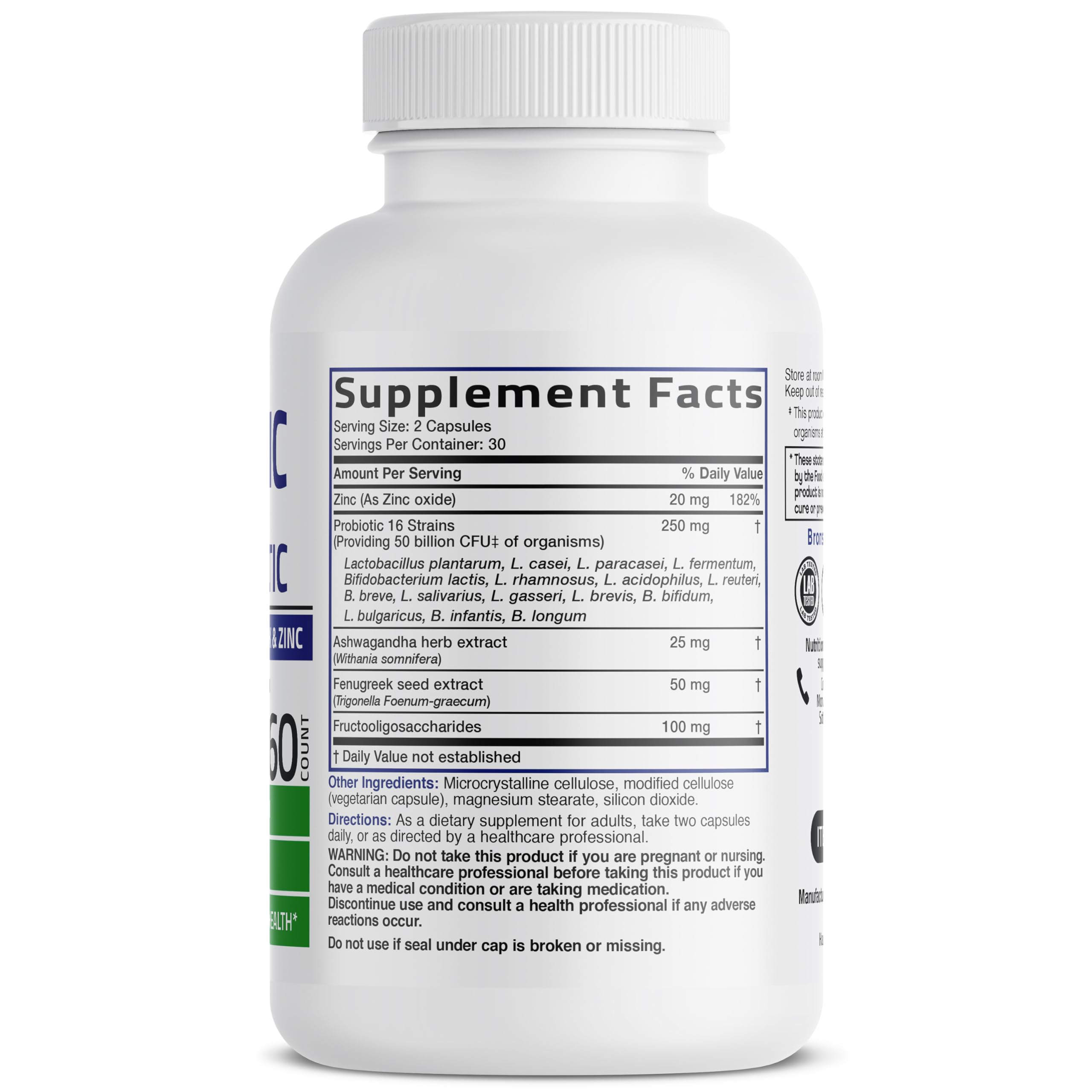 Bronson Men's Probiotic 50 Billion CFU + Prebiotic, 60 Vegetarian Capsules — Amazon image 2