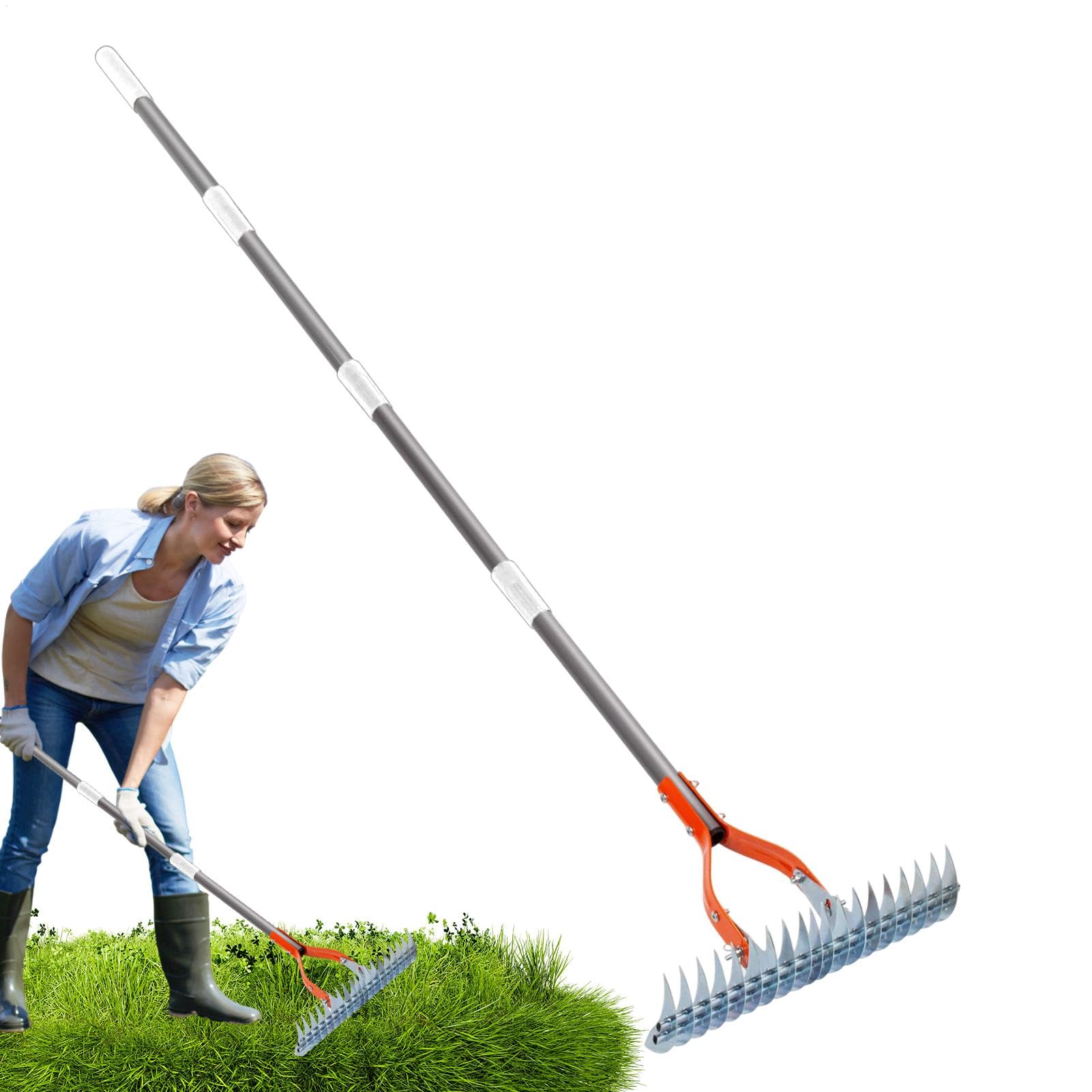 Rastrello a mano in acciaio inossidabile, rastrello a mano da giardino