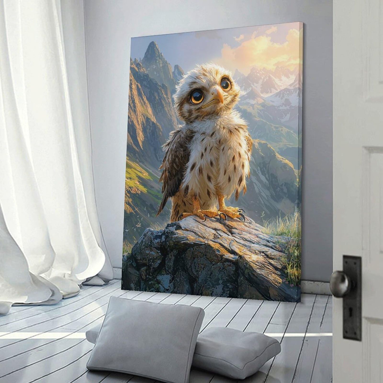 Junmoney Frame-Style-16 Baby Hawk Mountain View Canvas Wall Decor, 20X30inch(50X75cm), For Flats, Guest Rooms Or Compact Rooms, Decorative Canvas Decor For Home Updates