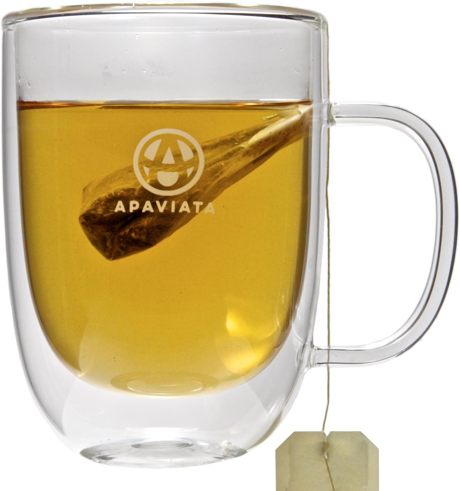 Set of 2 Double Wall Glass Mugs by APAVIATAโ Insulated for Hot and Cold Drinks โ Premium Borosilicate Glass for Tea, Coffee, and More! (13.5 fl oz / 400ml each)