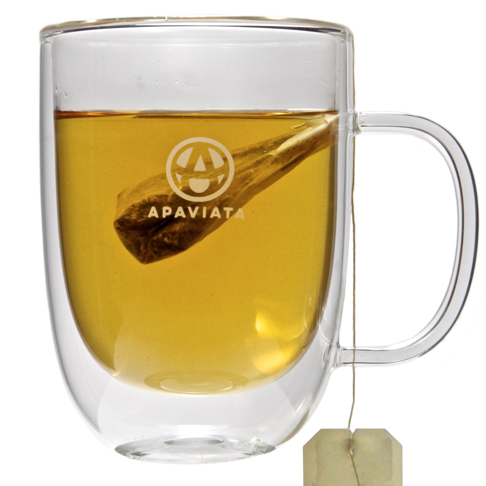 Set of 2 Double Wall Glass Mugs by APAVIATAⓇ Insulated for Hot and Cold Drinks – Premium Borosilicate Glass for Tea, Coffee, and More! (13.5 fl oz / 400ml each)