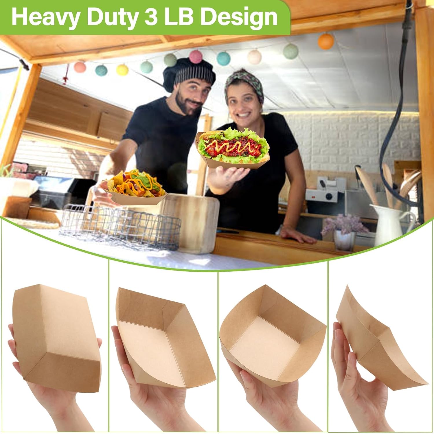 100 Pack 3lb Paper Food Trays