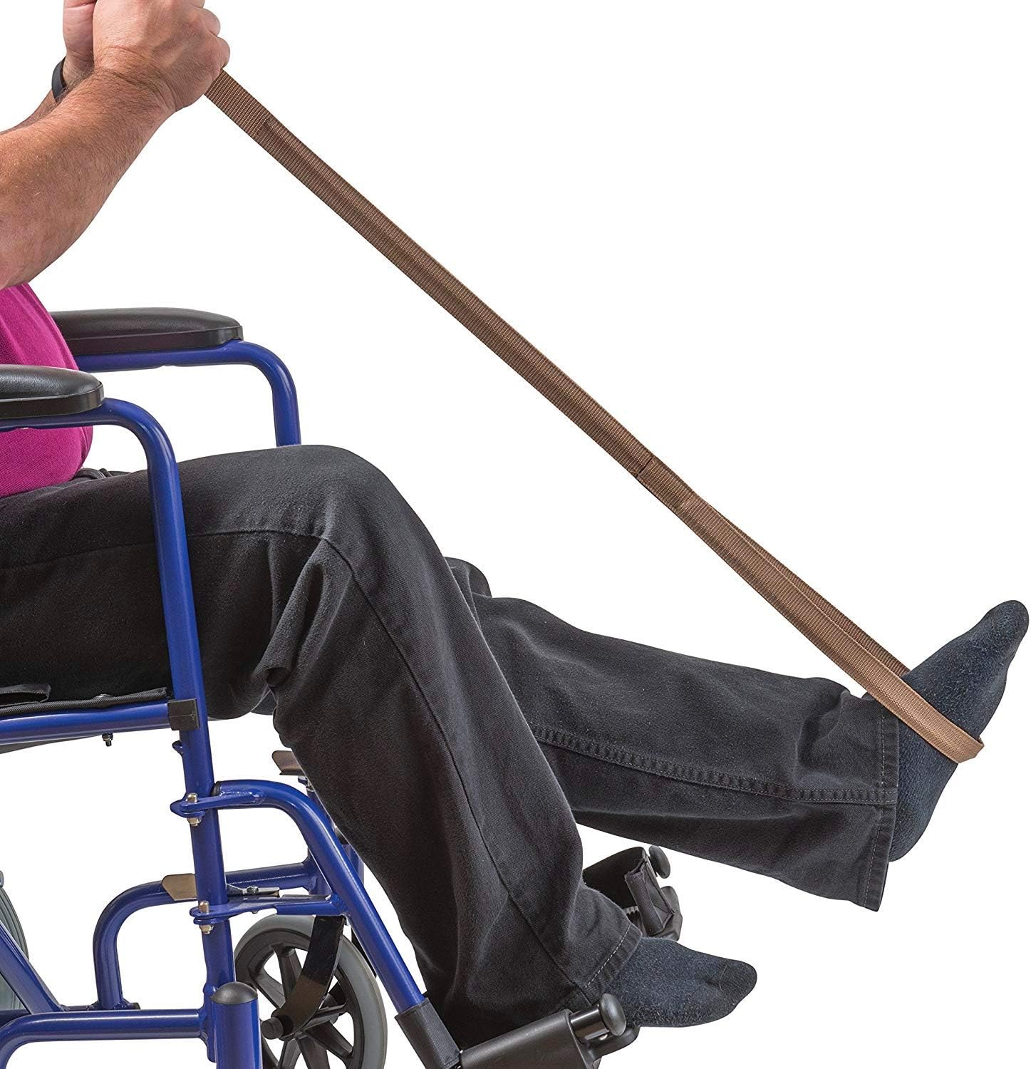 DMI Leg Lifter Strap helps Increase Mobility and Maneuverability on Injured, Elderly or Disabled with Foot Loop and Hand Grip, Adult Size, 32 inches long