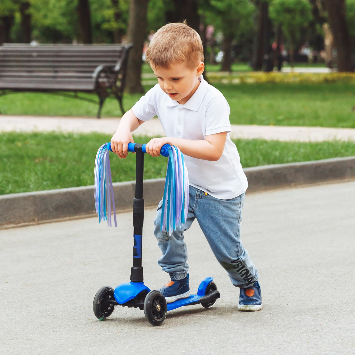 Mlurcu Bike Streamers Bike Tassels for Kids 1 Pair, Kids Bike Accessories Scooter Bicycle Tricycle Handlebar Streamers Handle Bar Grips Accessories for Girls and Boys