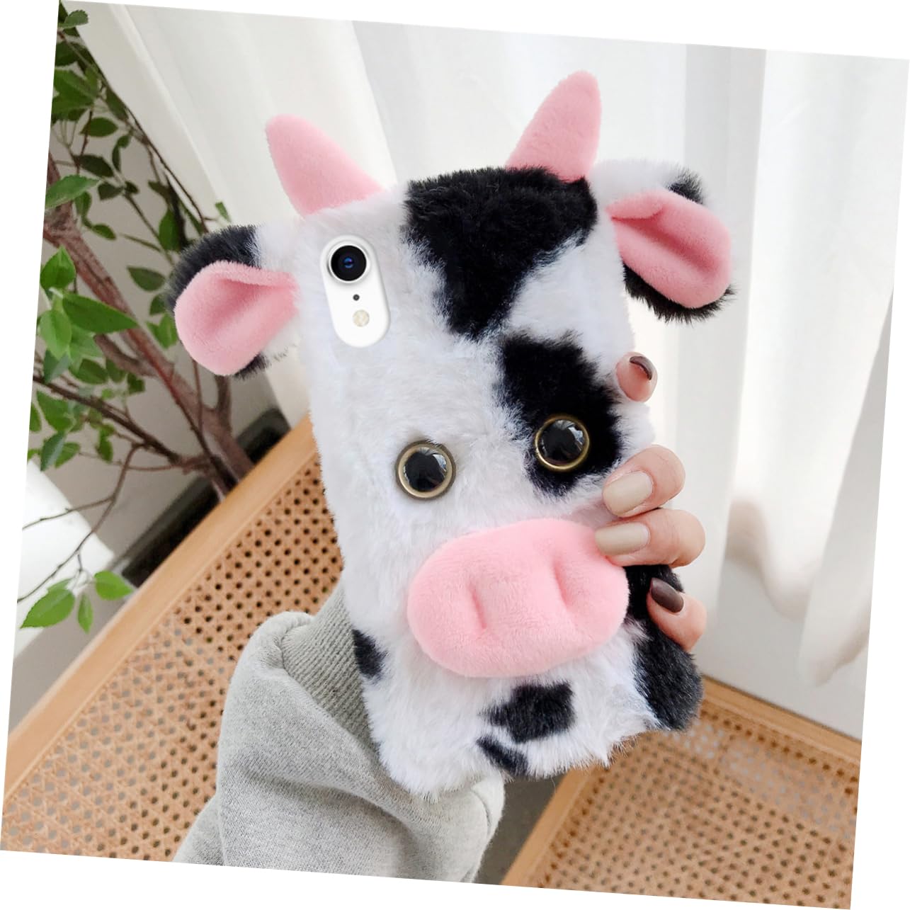 jojofuny 3piezas Funda De Teléfono De Vaca De Peluche para Suave y Duradera Protección contra Golpes y Arañazos Diseño Antideslizante Acceso Fácil Puertos y Botones