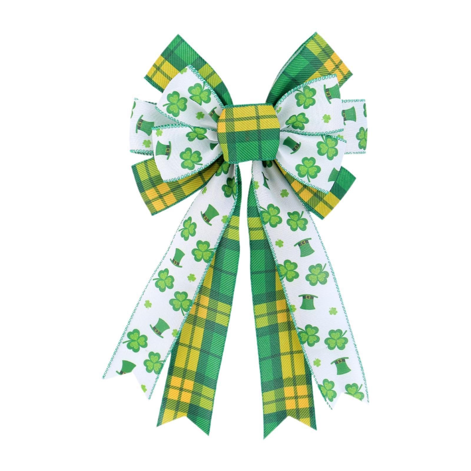 KIXZSAZ Celebrating Porch Fireplace Cafe Indoor Outdoor St Patricks Day Bow Provides Effortless Way To Celebrate St Patricks Day Bow For Wreath Shamrock Wall