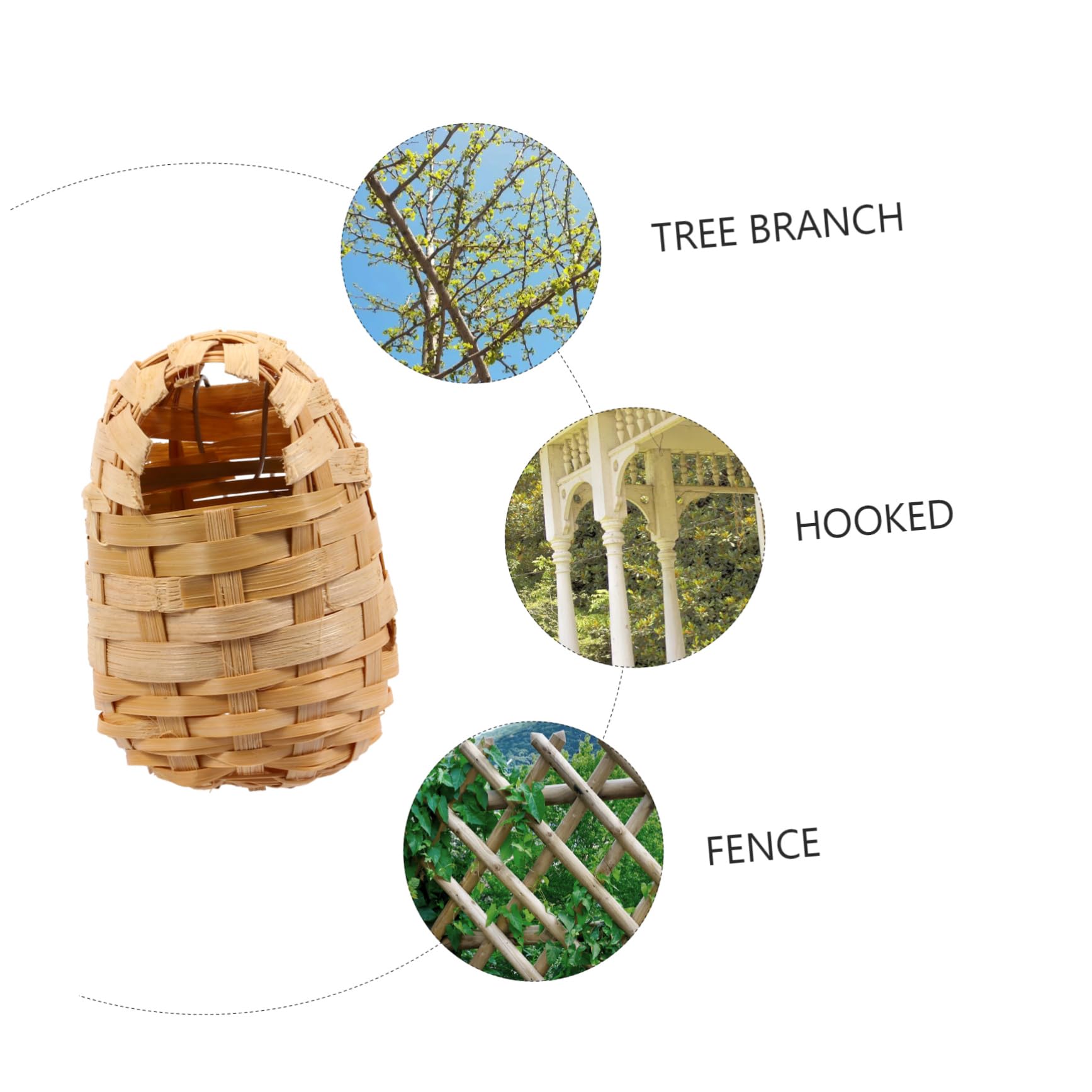 SUPVOX 6 nidos de pájaros de bambú hechos a mano para jaulas, casa de pájaros para balcón, casa de pájaros para refugio cálido, jardín, tejido a mano, manualidades, nido de pájaro natural