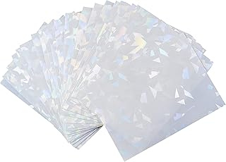 100 White Holographic Card Sleeves Perfect Fit Shiny Trading Card Sleeves Standard Size Pokemon Sleeves | Fits Metazoo, Magic The Gathering, Pokemon, Dragon Ball Super