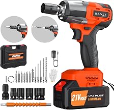 DayPlus Impact Wrench, Rechargeable, Cordless Electric Wrench, 21 V, 4.0 Ah, Compatible with Makita Battery, Dual Use Forward and Reverse Rotation, Max Torque 550 N·m, Built-in Brushless Motor