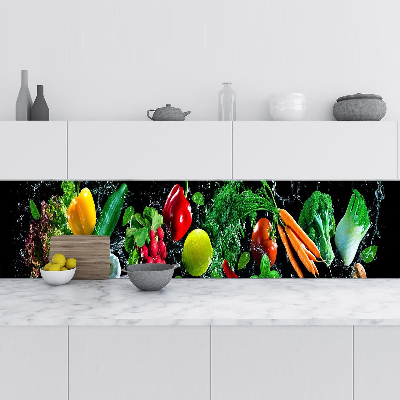 Mutfak Tezgah Arası Folyo Fayans Kaplama Folyosu Sebzeler 60x300 CM