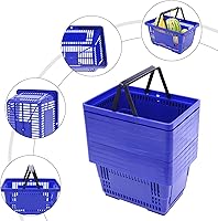 Vista 3 de 12 cestas de compras de 18 litros con asas, cestas de compras, carritos de comestibles con asas, cestas de plástico para tiendas de comestibles